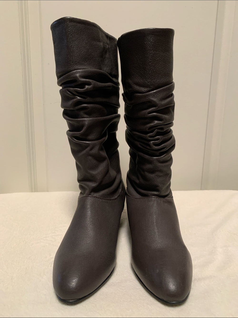 Women's Slouch Mid-Calf Boots in Dark Brown